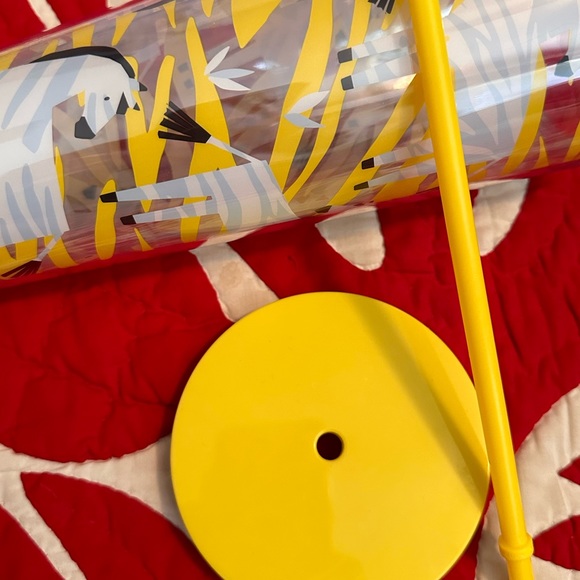 552. Rare STARBUCKS Zebra Venti 24 oz Cold Cup Tumbler Yellow Black w/ Straw - Picture 8 of 9